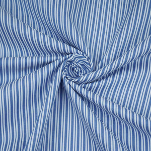 Blue With White Stripes Poplin Fabric MFM-32417 - TradeUNO
