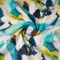 Teal Green & Yellow Abstract Print Cotton Mulmul Fabric PG-30466