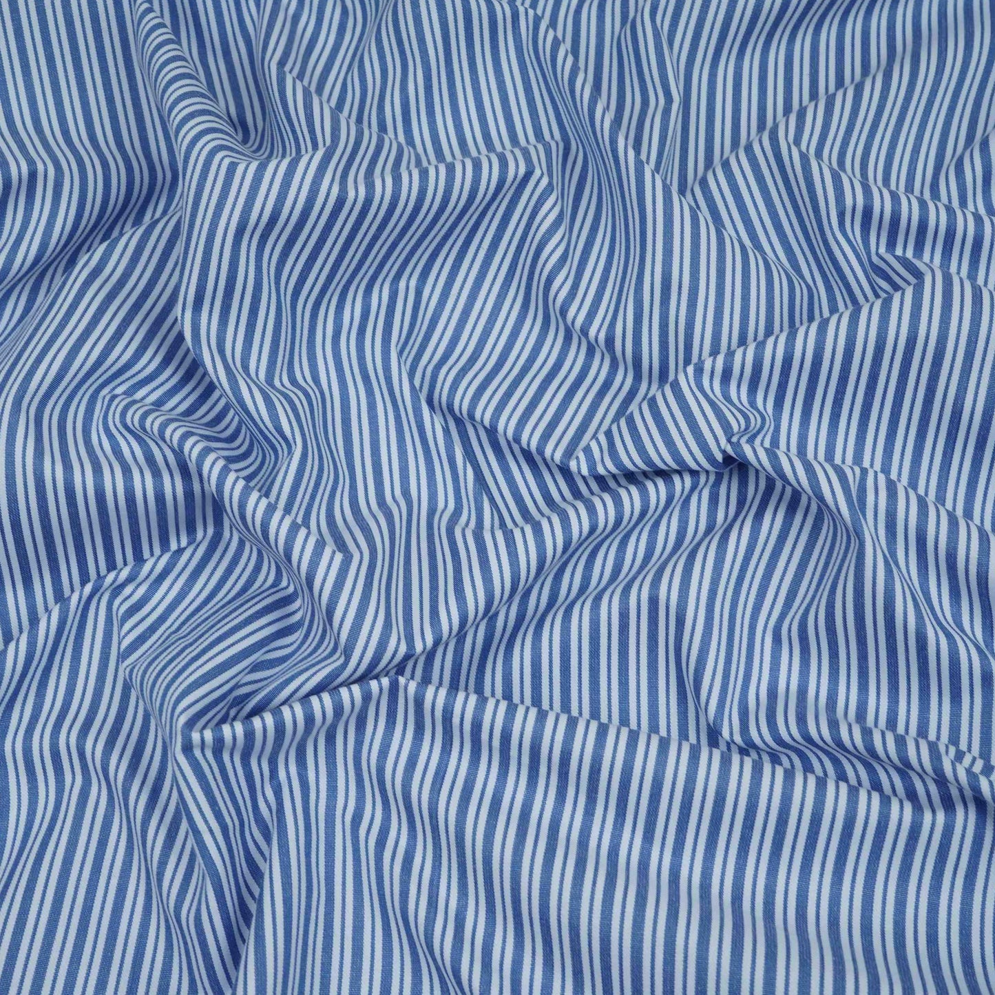 Blue With White Stripes Poplin Fabric MFM-32417