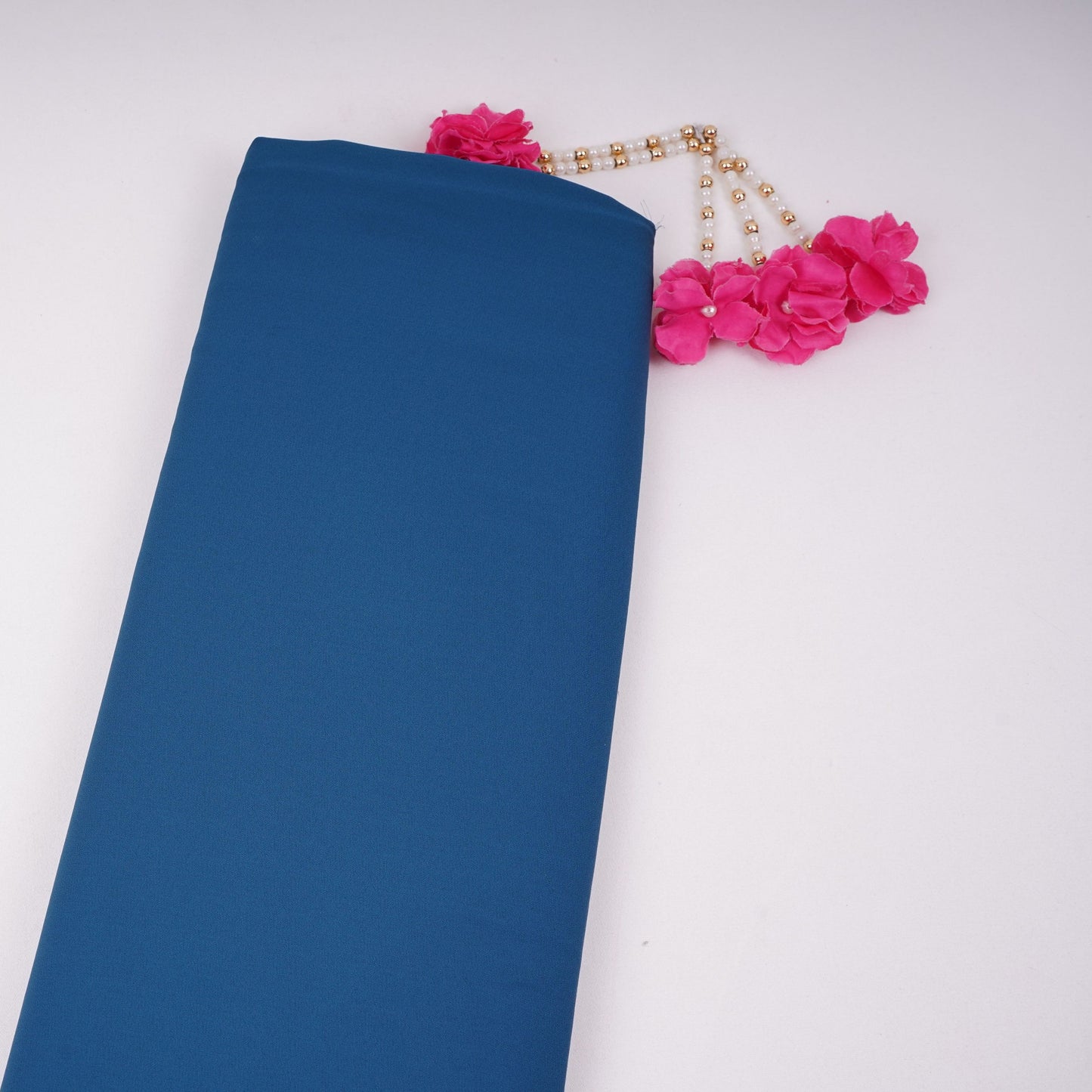Teal Blue Solid Double Georgette Fabric LID-07