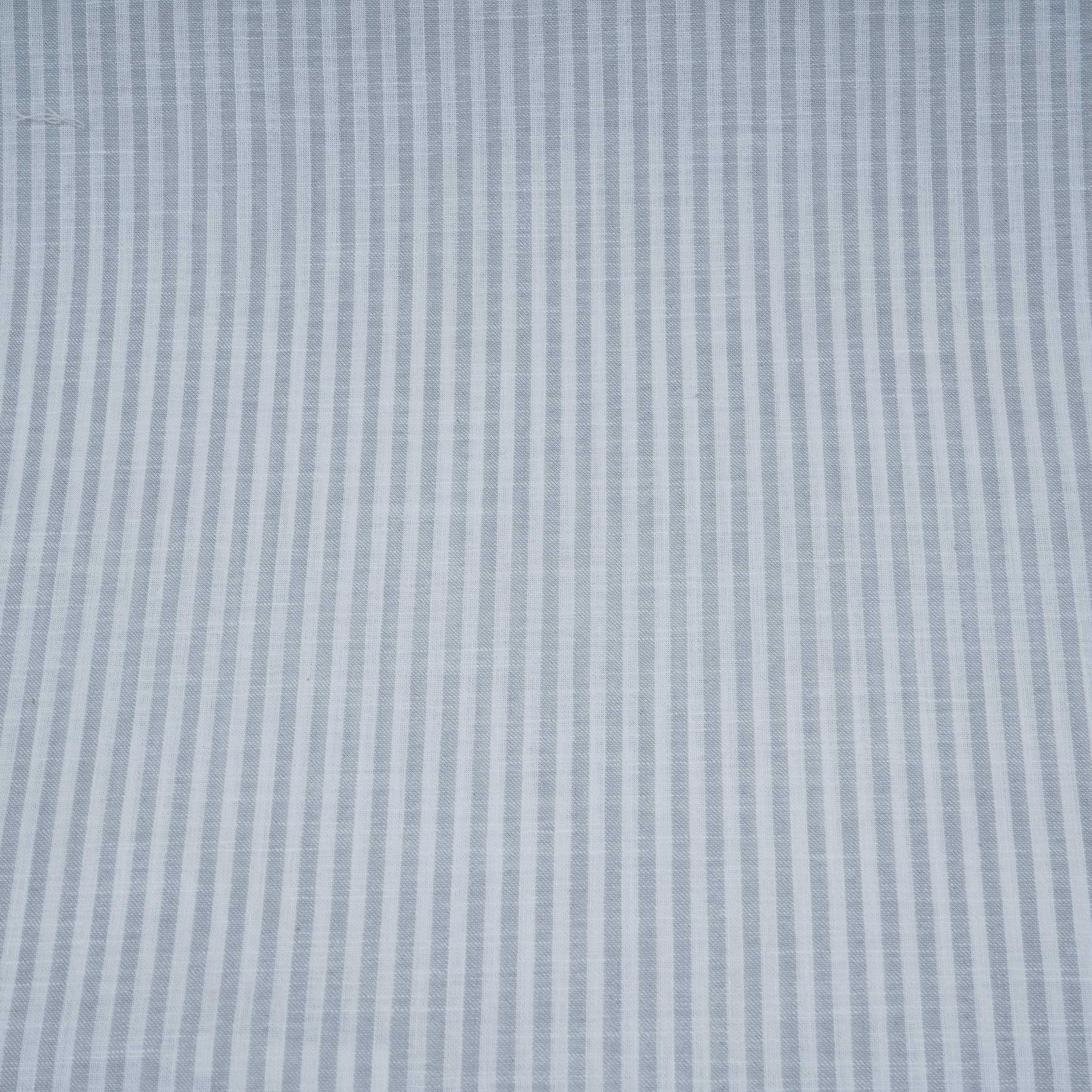 Light Grey With Off White Stripes Cotton Linen Fabric MFM-32411 - TradeUNO