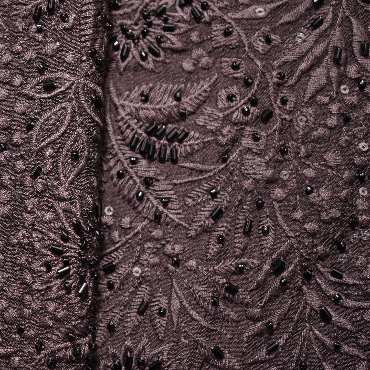 Wine Cutdana & Thread Embroidery Silk Fabric