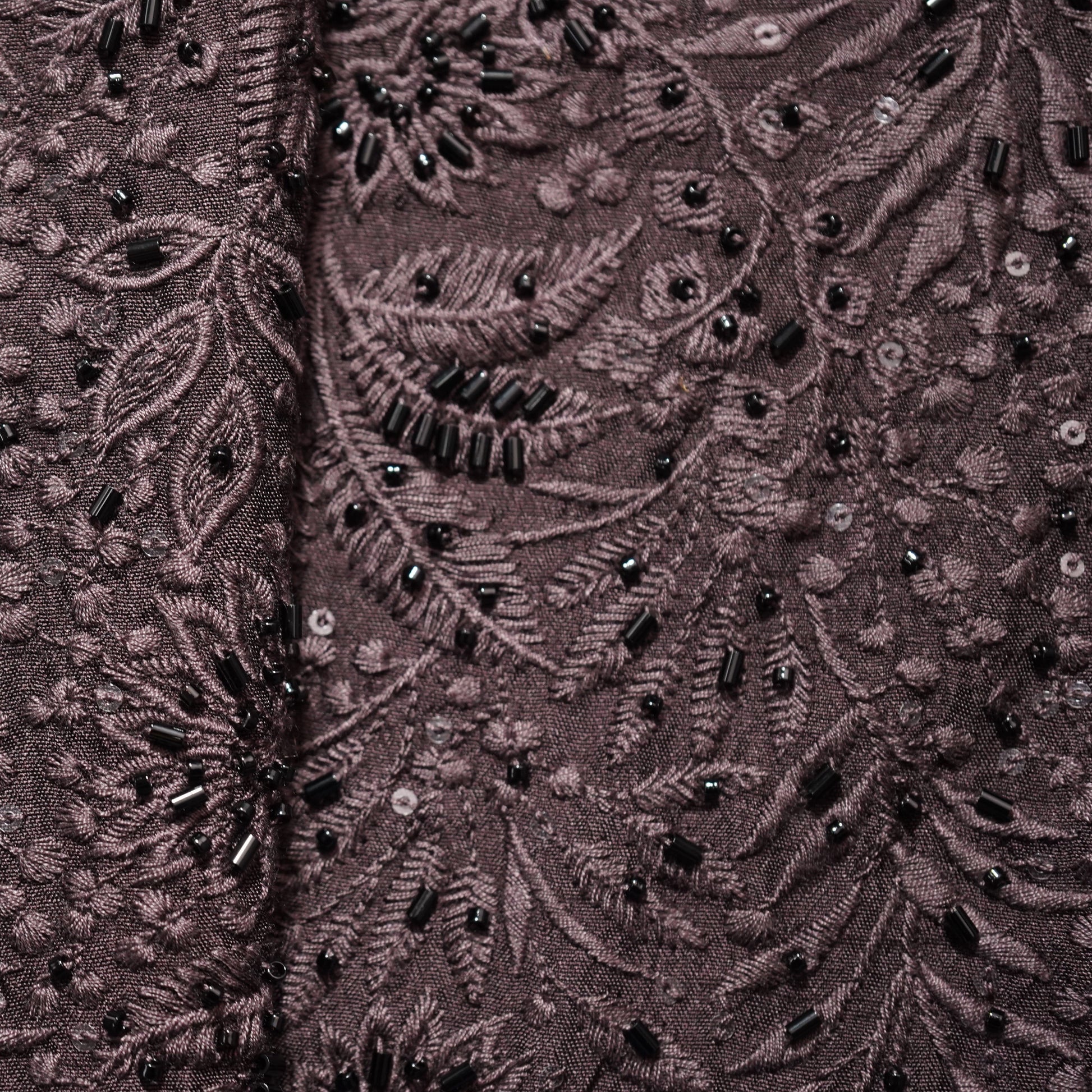 Wine Cutdana & Thread Embroidery Silk Fabric