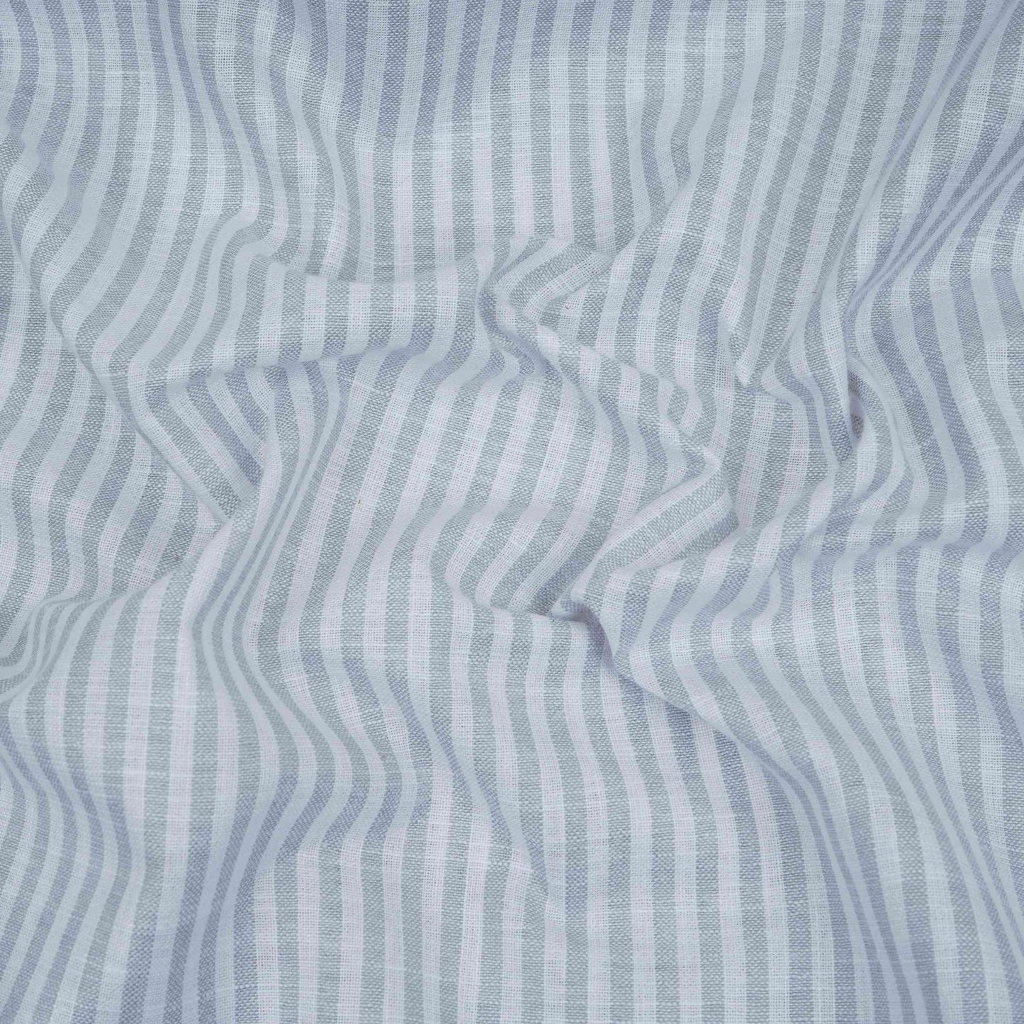 Light Grey With Off White Stripes Cotton Linen Fabric MFM-32411