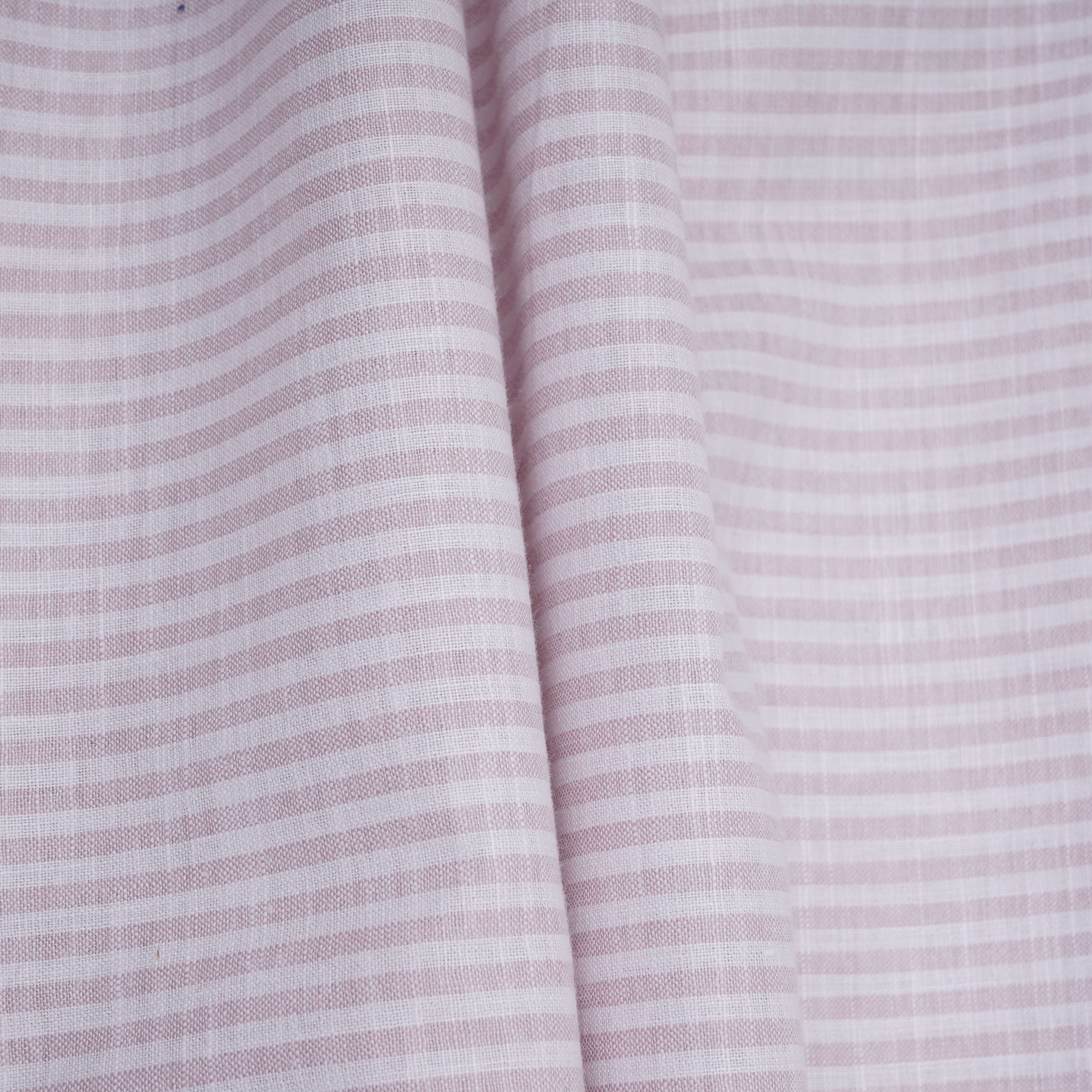 Dusty Mauve With Off White Stripes Cotton Linen Fabric MFM-32414 - TradeUNO