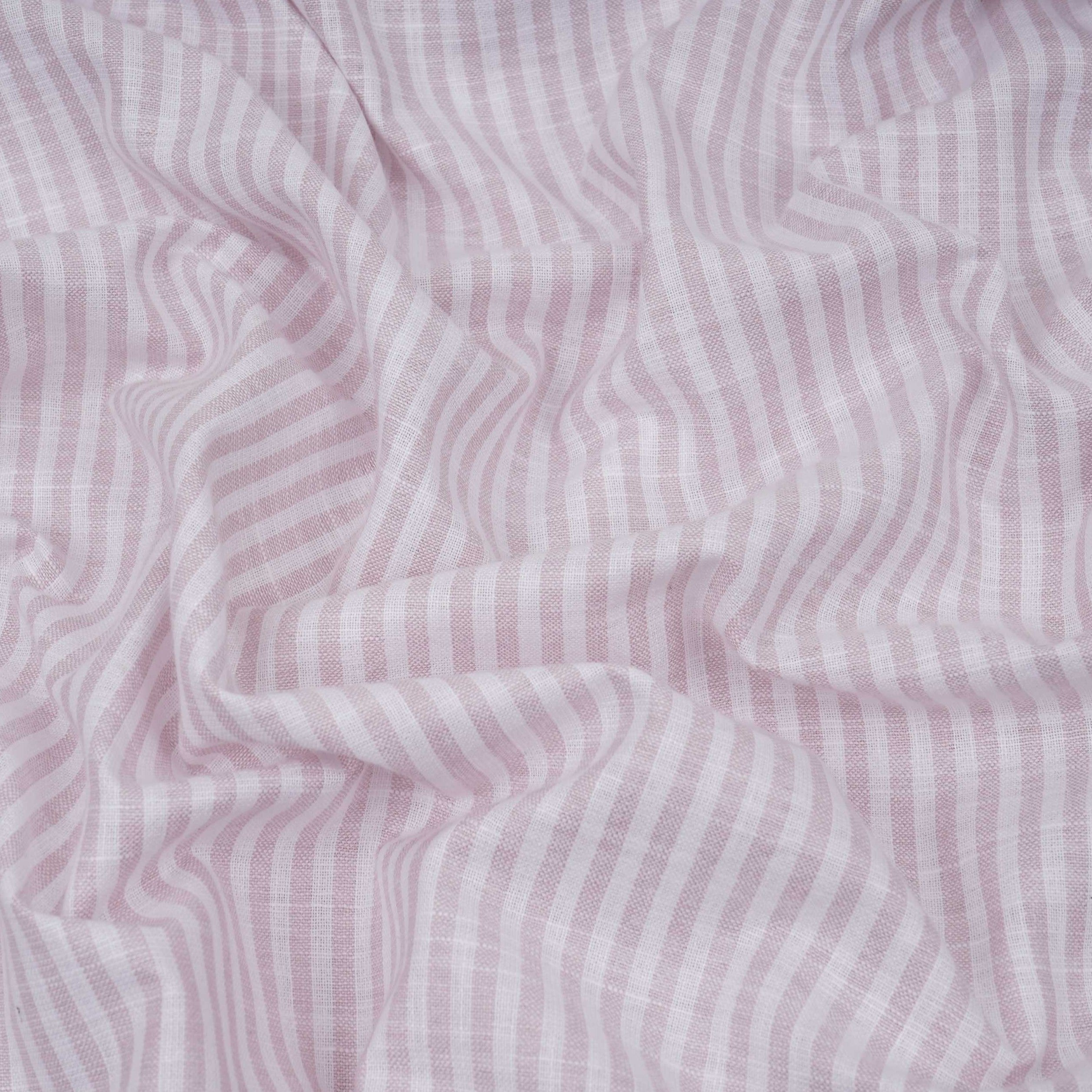 Dusty Mauve With Off White Stripes Cotton Linen Fabric MFM-32414 - TradeUNO