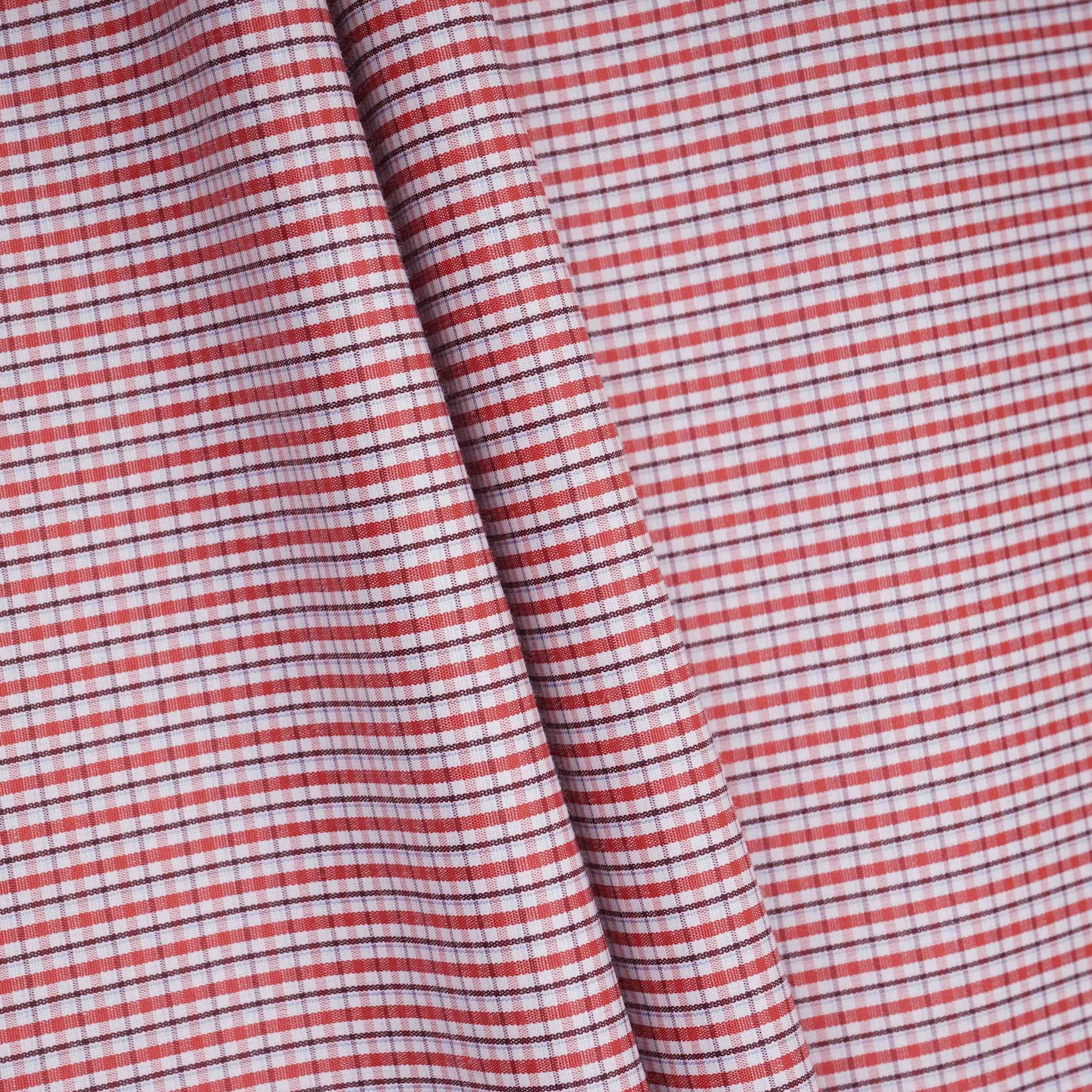 Red & Black Check Print Poplin Fabric MFM-32409 - TradeUNO