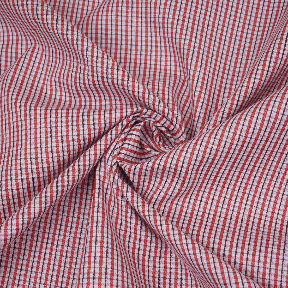 Red & Black Check Print Poplin Fabric MFM-32409 - TradeUNO