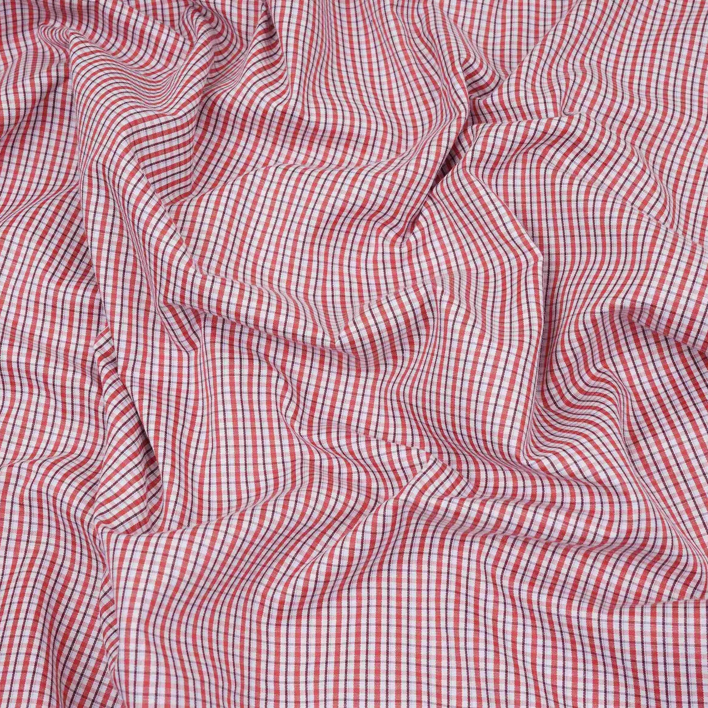 Red & Black Check Print Poplin Fabric MFM-32409