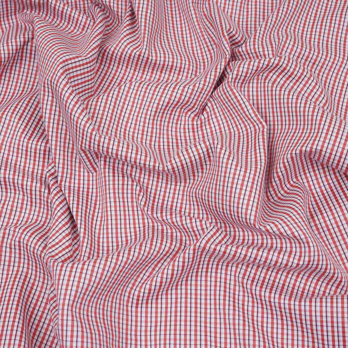 Red & Black Check Print Poplin Fabric MFM-32409 - TradeUNO