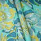 Teal with Yellow Floral Print Cotton Mulmul Fabric PG-30462