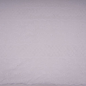 White Dyeable 3D Floral With Border Embroidery Cotton Tencel Schiffli Fabric LI-32340 - TradeUNO