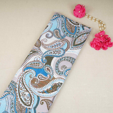 Blue with Grey Paisley Print Cotton Mulmul Fabric PG-30461
