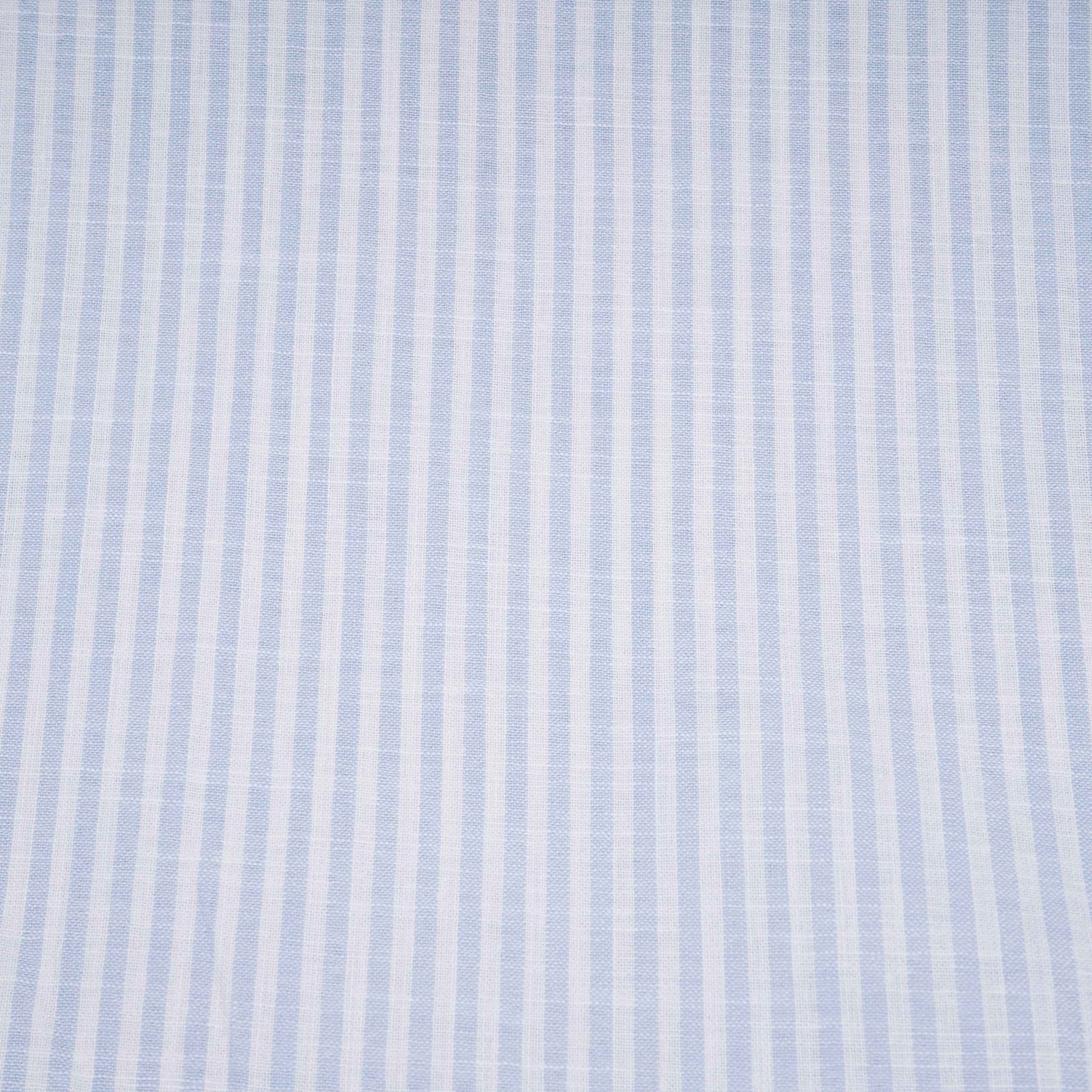 Sky Blue With Off White Stripes Cotton Linen Fabric MFM-32413 - TradeUNO