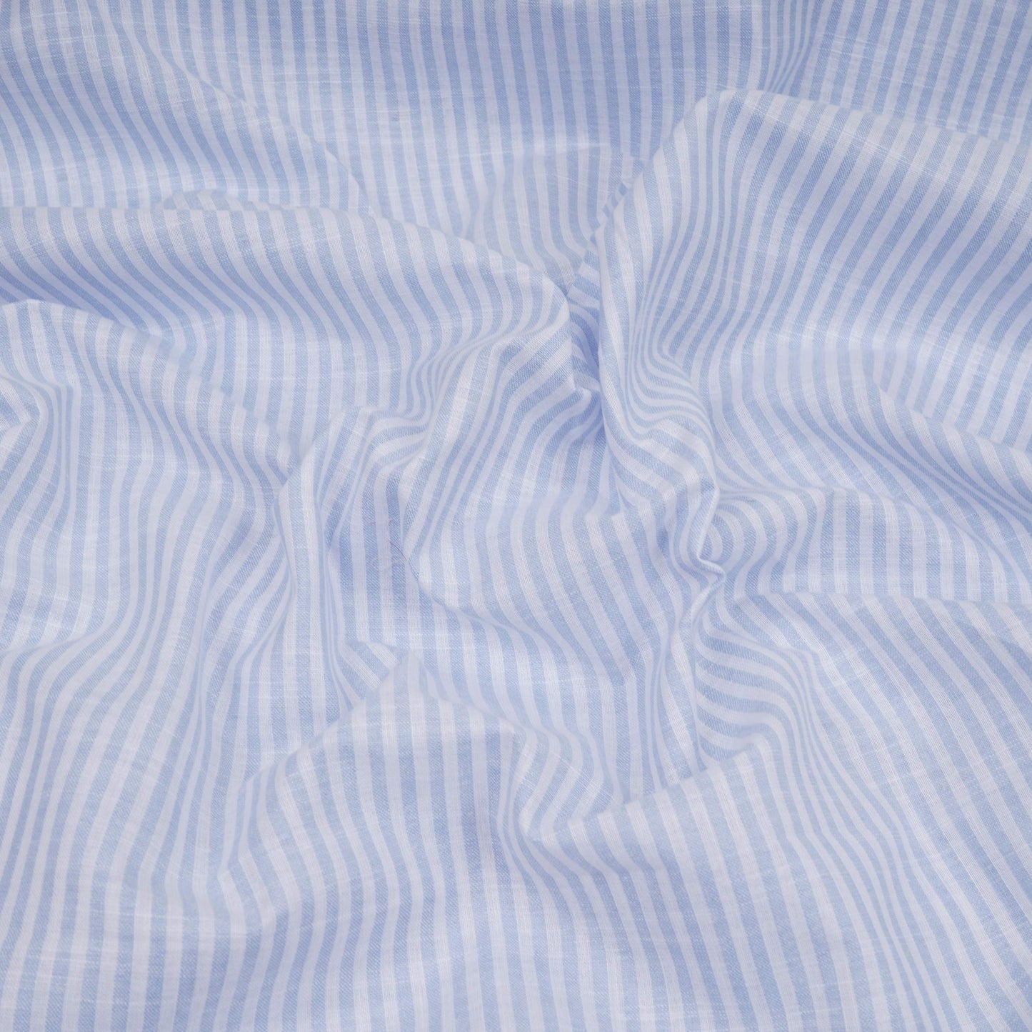 Sky Blue With Off White Stripes Cotton Linen Fabric MFM-32413