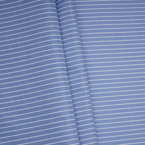 Blue With White Stripes Poplin Fabric MFM-32415 - TradeUNO