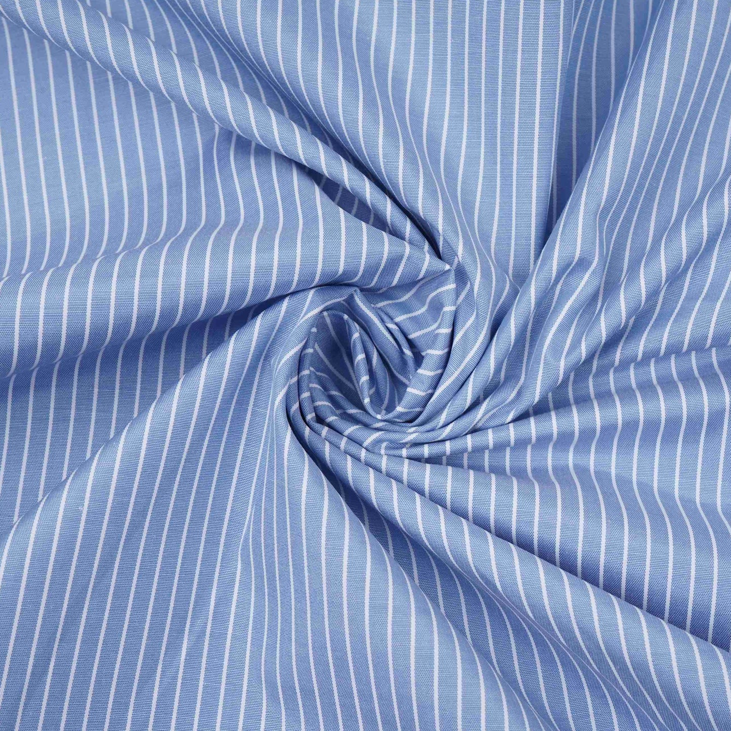 Blue With White Stripes Poplin Fabric MFM-32415