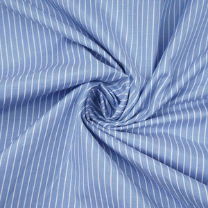 Blue With White Stripes Poplin Fabric MFM-32415 - TradeUNO