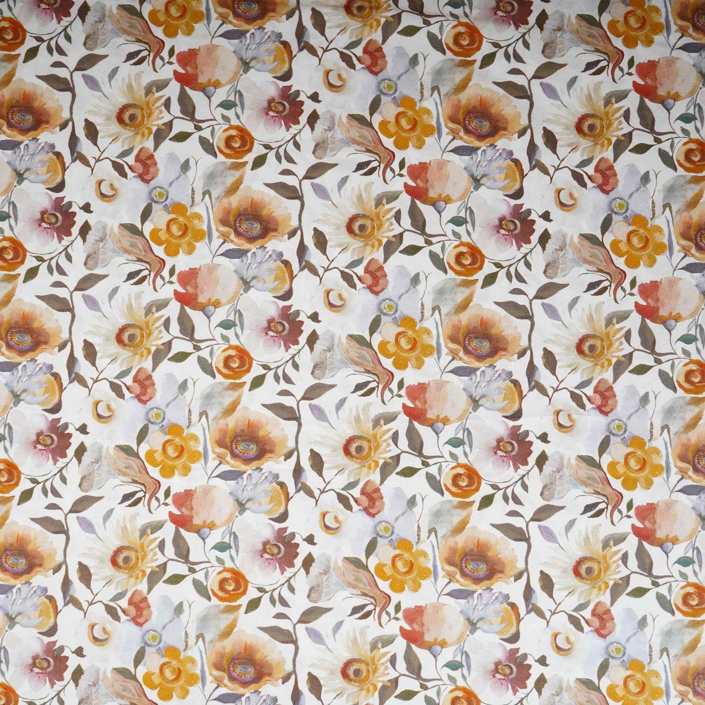White with Multicolor Floral Print Cotton Mulmul Fabric PG-30478