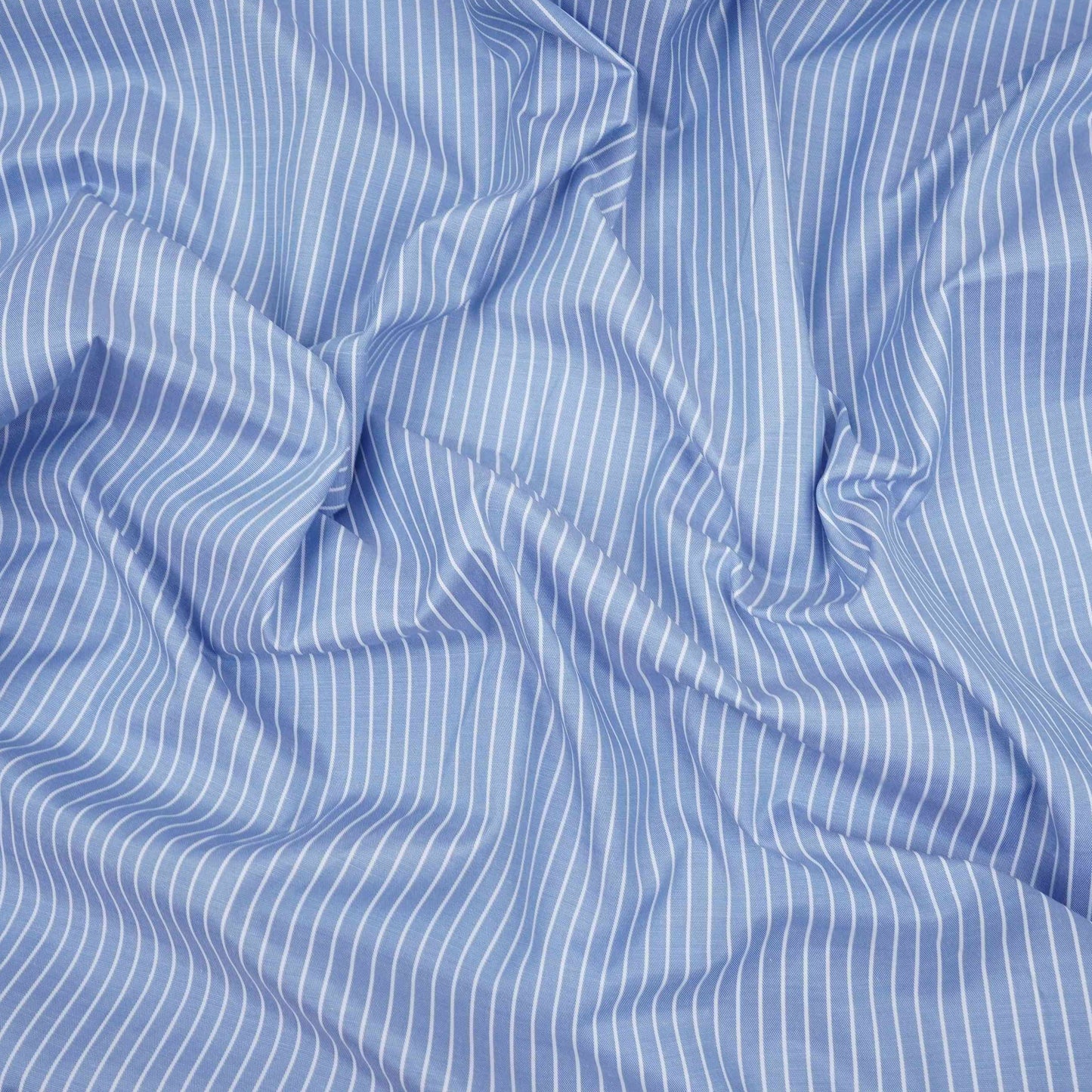 Blue With White Stripes Poplin Fabric MFM-32415