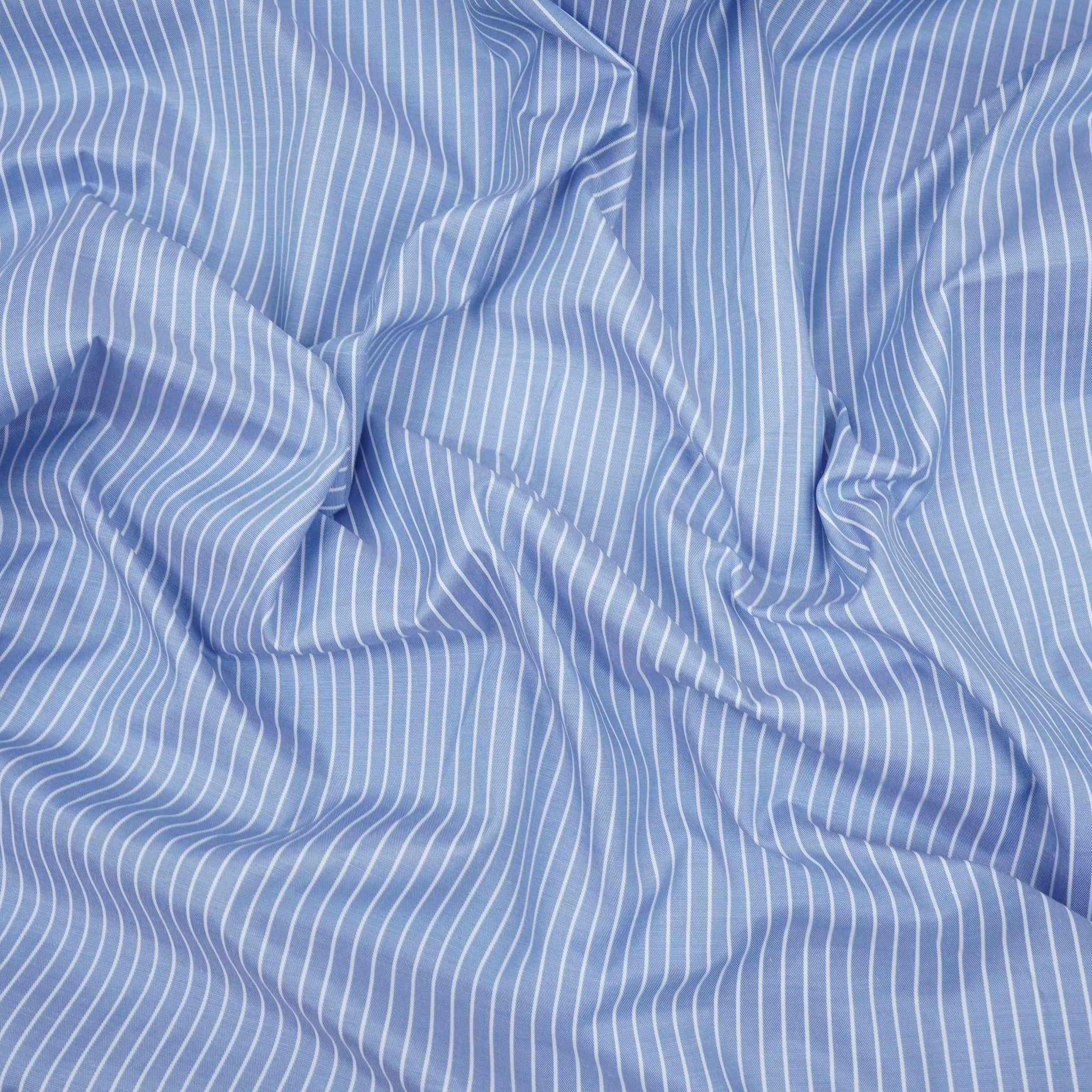 Blue With White Stripes Poplin Fabric MFM-32415 - TradeUNO
