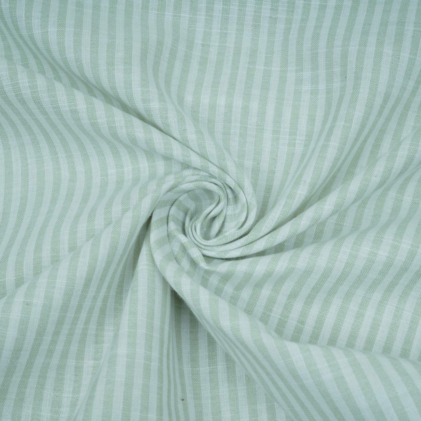 Sage Green With Off White Stripes Cotton Linen Fabric MFM-32412