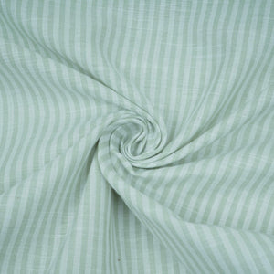 Sage Green With Off White Stripes Cotton Linen Fabric MFM-32412 - TradeUNO