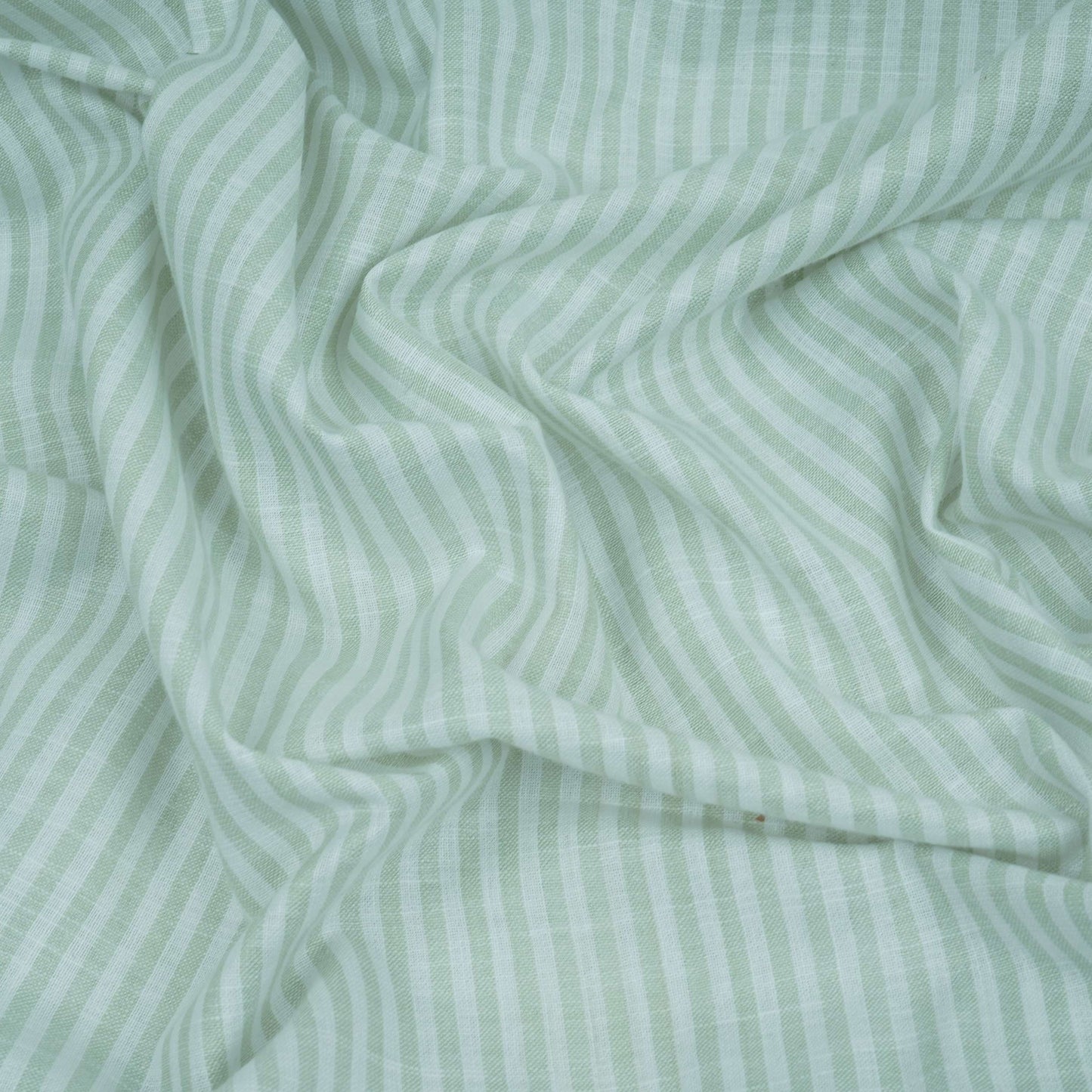 Sage Green With Off White Stripes Cotton Linen Fabric MFM-32412