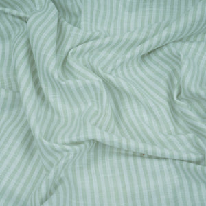 Sage Green With Off White Stripes Cotton Linen Fabric MFM-32412 - TradeUNO