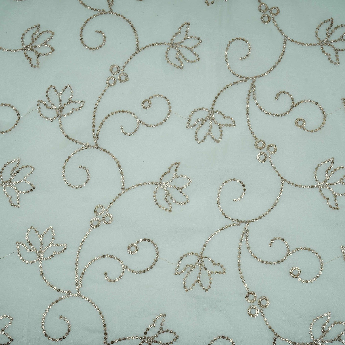 White Dyeable Sequins embroidery Malai Chanderi Fabric VF-32233