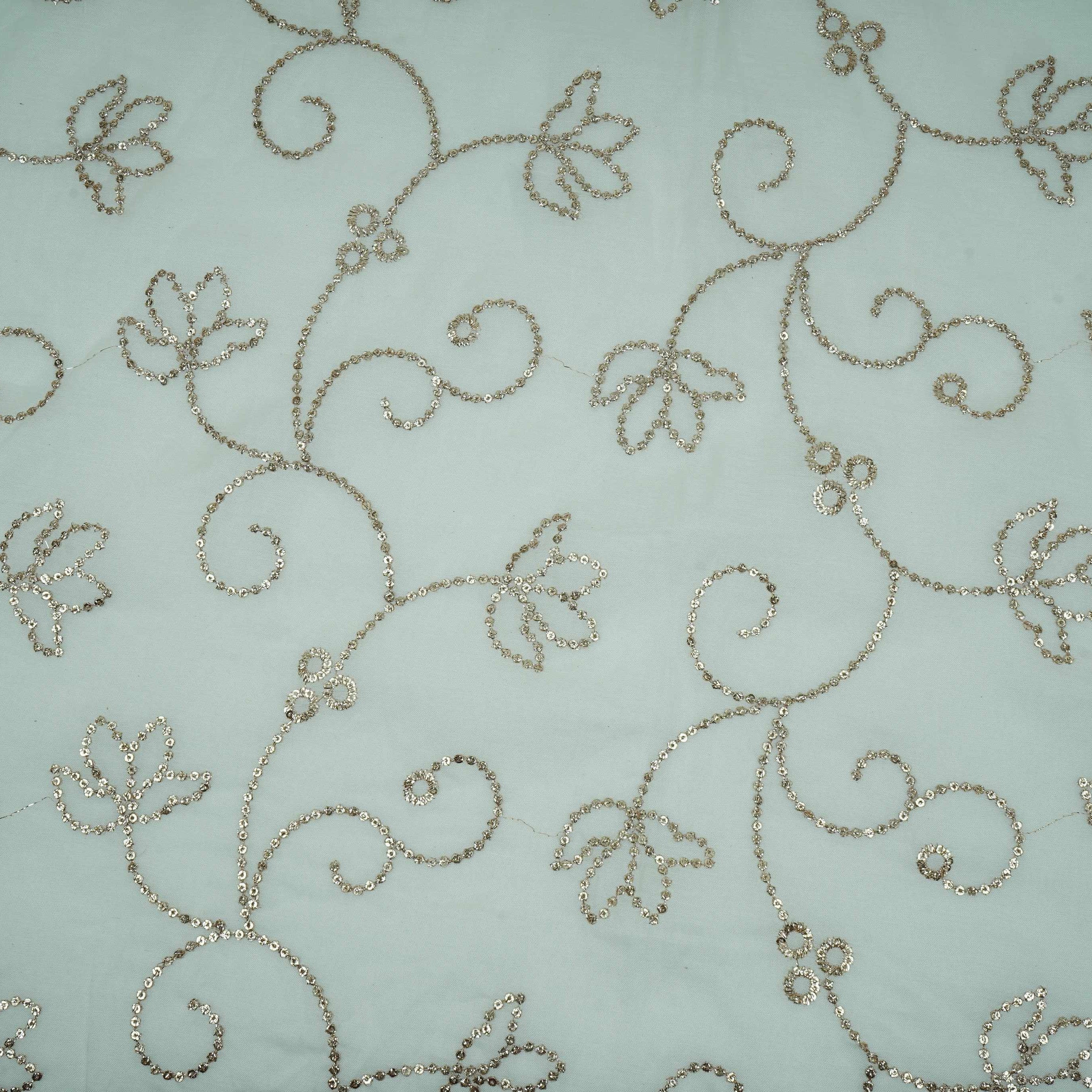 White Dyeable Sequins embroidery Malai Chanderi Fabric VF-32233 - TradeUNO