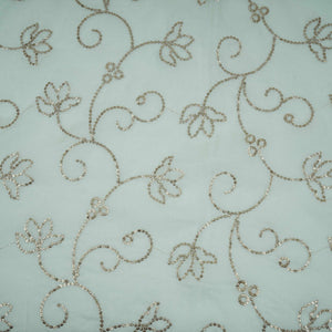 White Dyeable Sequins embroidery Malai Chanderi Fabric VF-32233 - TradeUNO