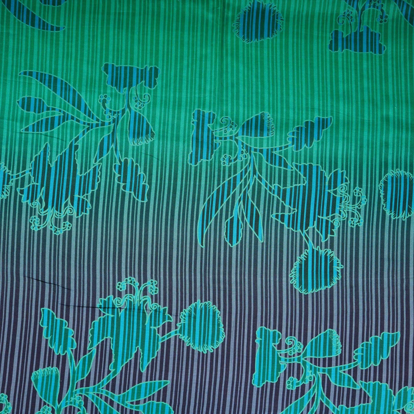 Light Blue & Black Floral Print Muslin Fabric MF-30197