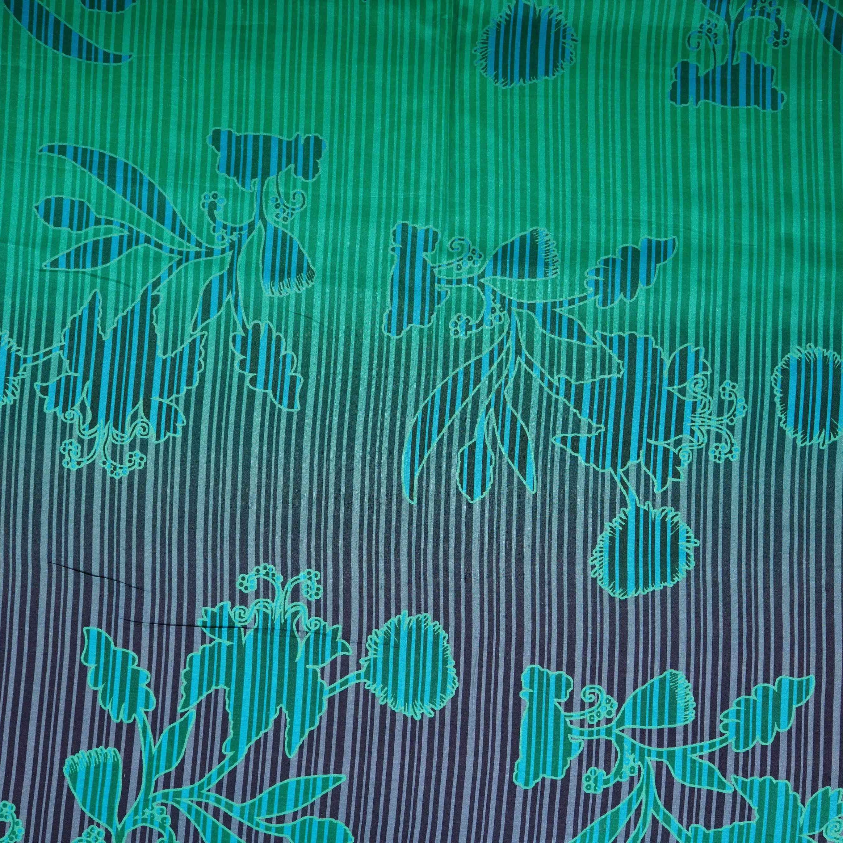 Light Blue & Black Floral Print Muslin Fabric MF-30197 - TradeUNO