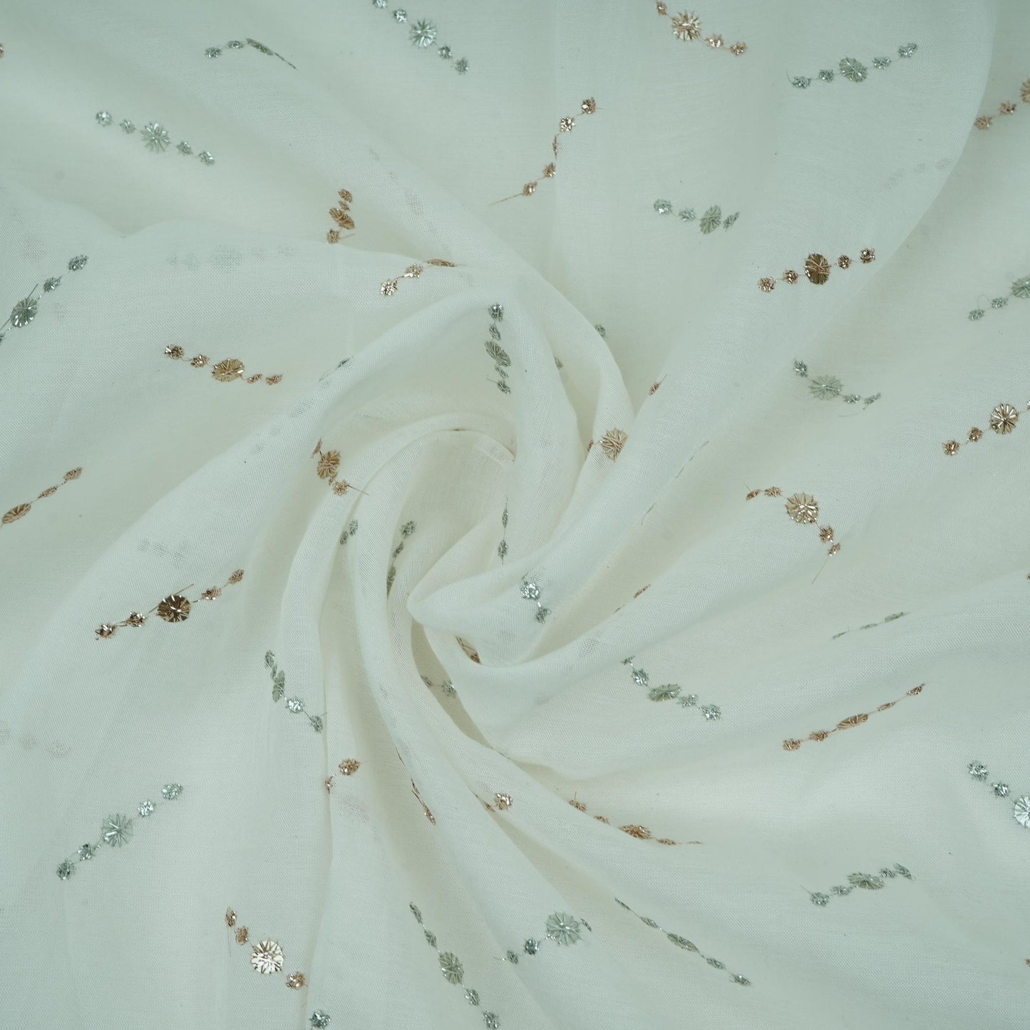 White Dyeable Buti embroidery Malai Chanderi Fabric VF-32234