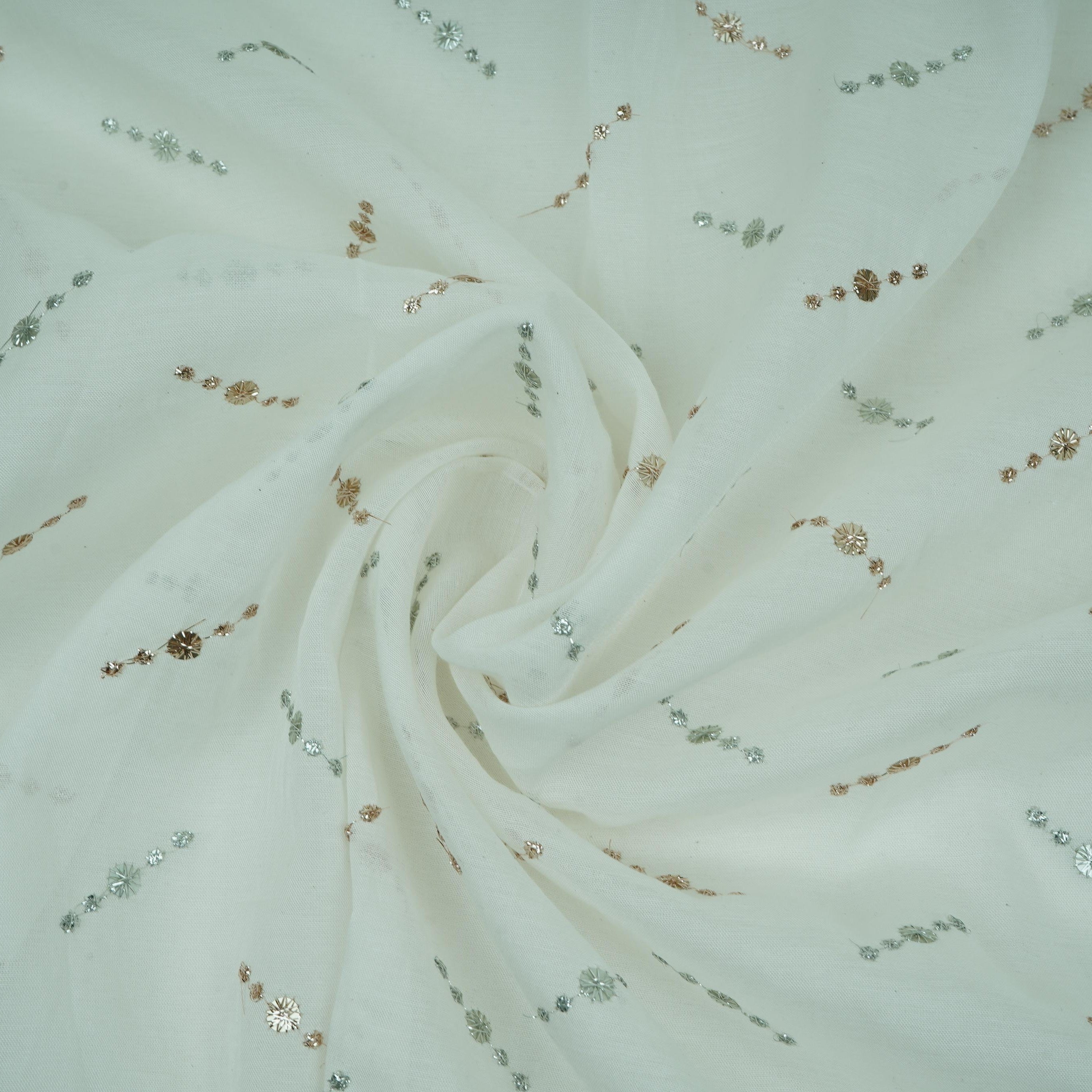 White Dyeable Buti embroidery Malai Chanderi Fabric VF-32234 - TradeUNO
