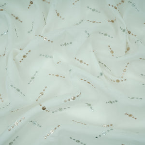 White Dyeable Buti embroidery Malai Chanderi Fabric VF-32234 - TradeUNO