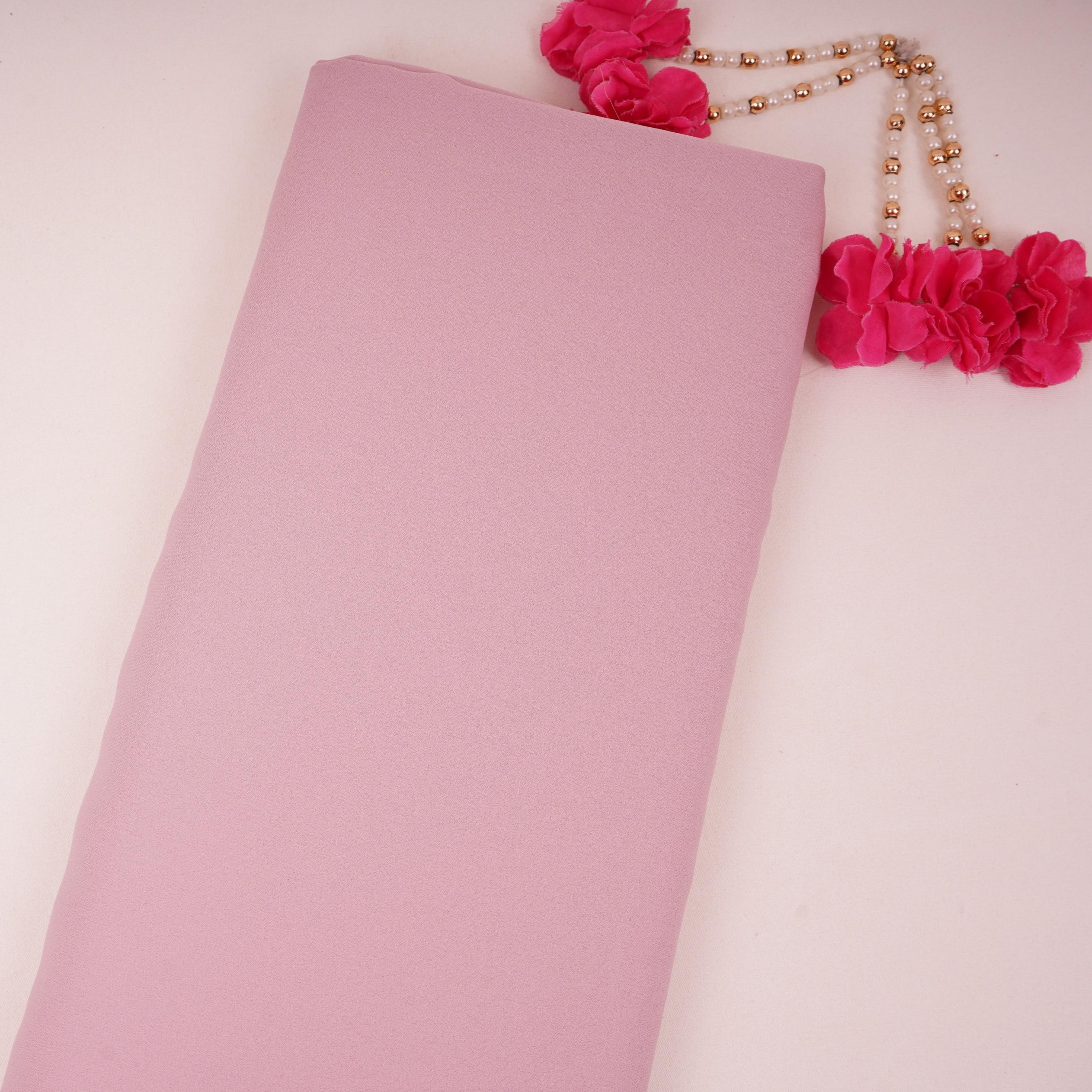 Pink Solid Double Georgette Fabric LID-15 - TradeUNO