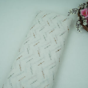 White Dyeable Buti embroidery Malai Chanderi Fabric VF-32234 - TradeUNO