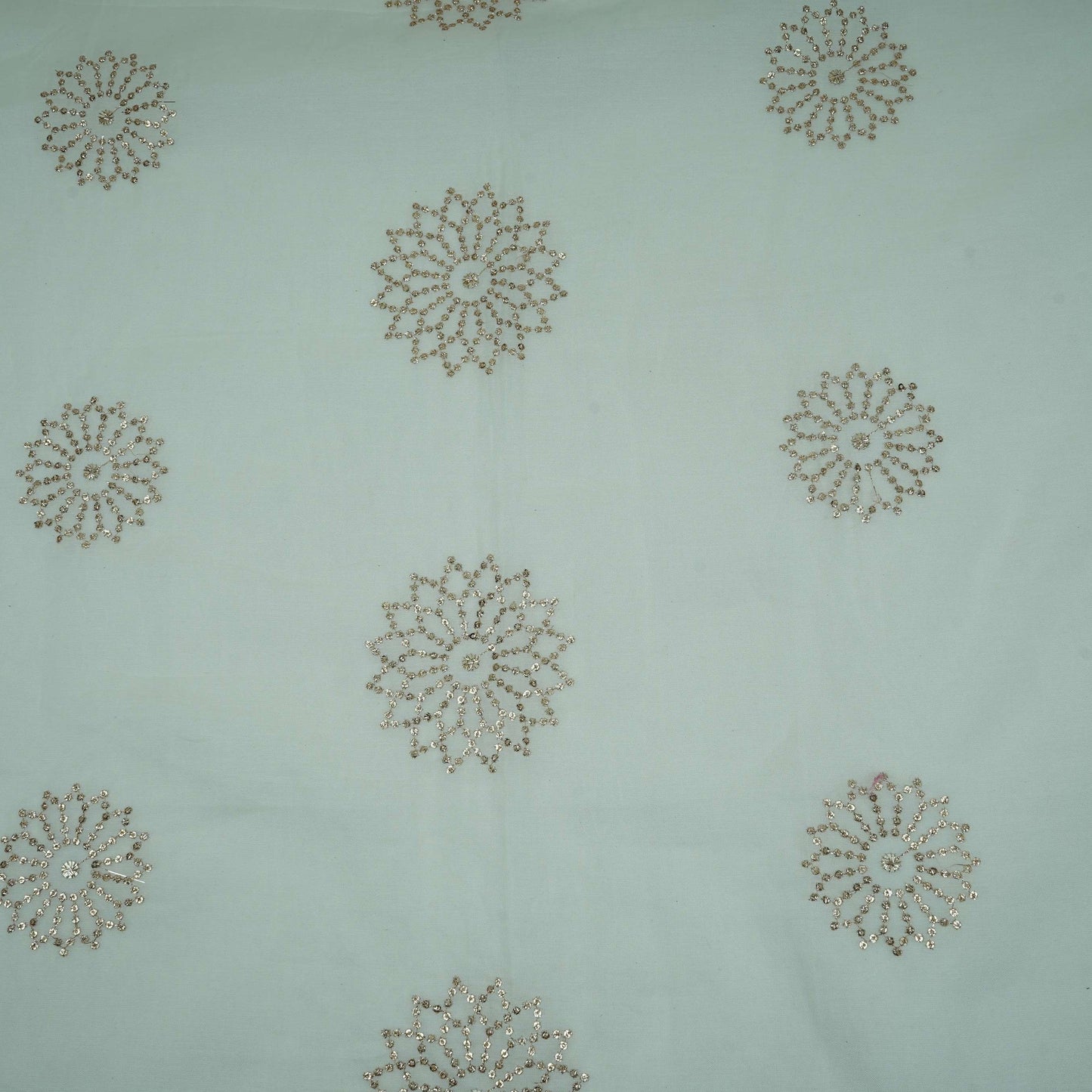 White Dyeable Floral Sequins Embroidery Malai Chanderi Fabric VF-32313
