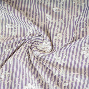 Blue Stripes Floral Embroidery South Cotton Fabric ZA-30582 - TradeUNO
