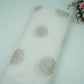White Dyeable Floral Sequins Embroidery Malai Chanderi Fabric VF-32313