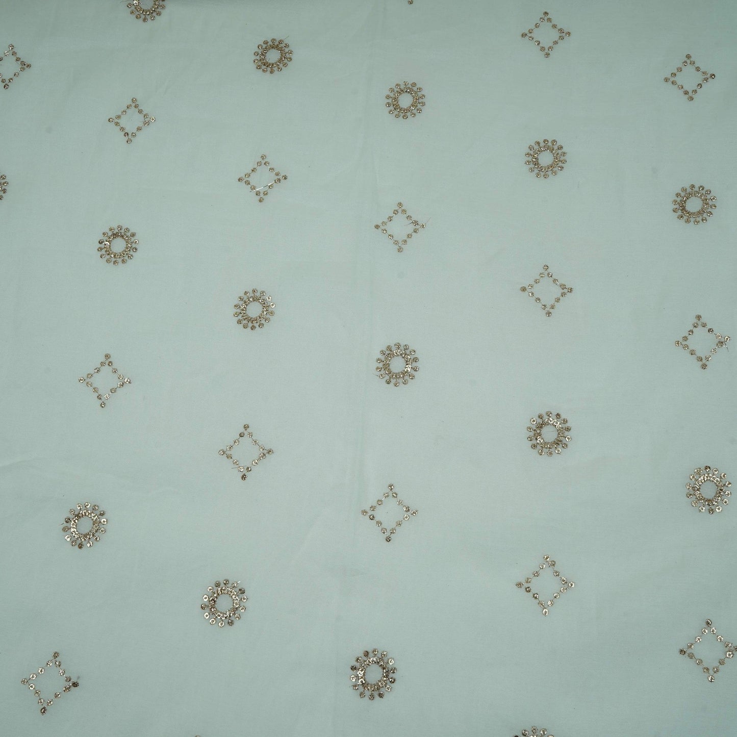 White Dyeable Sequins Embroidery Malai Chanderi Fabric VF-32325
