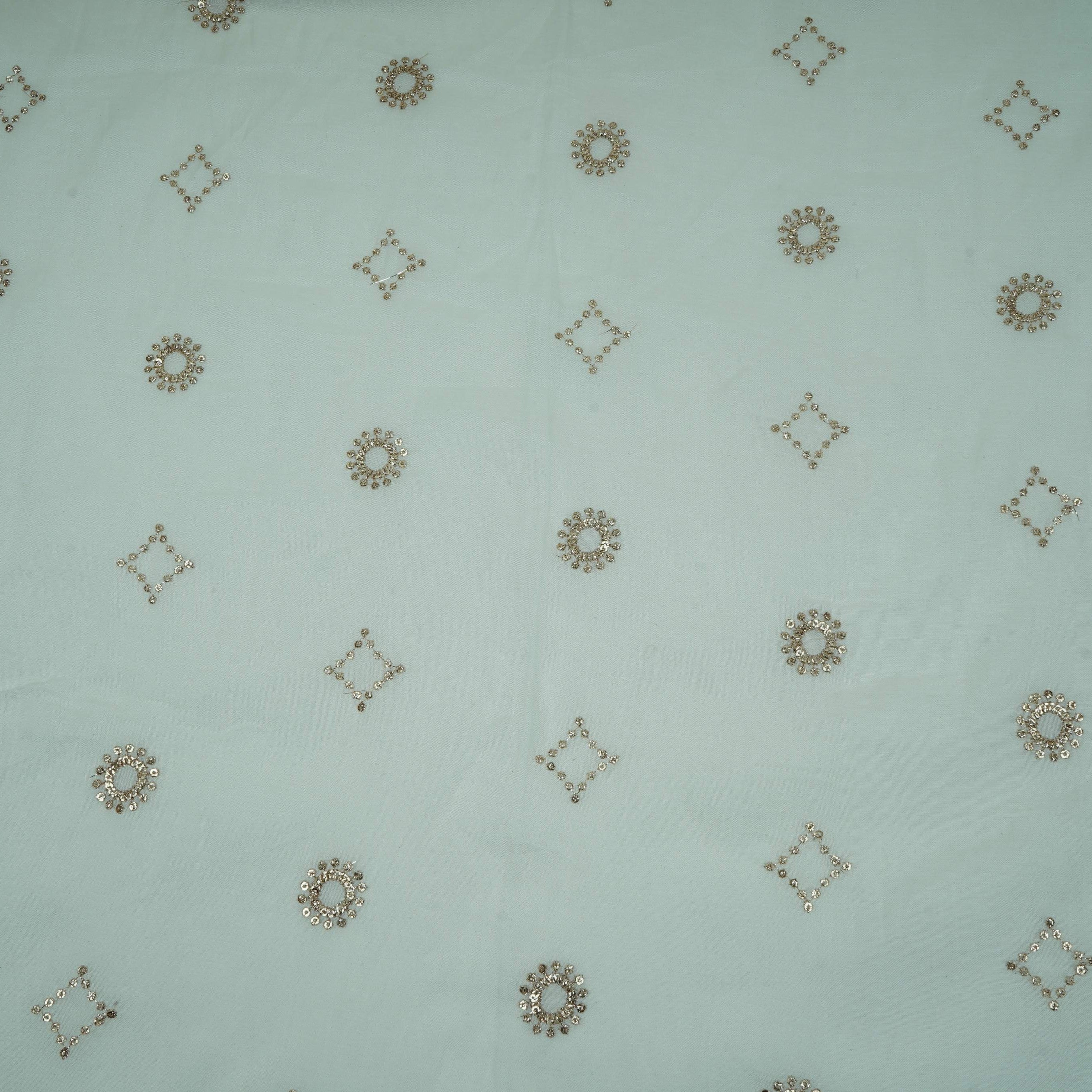 White Dyeable Sequins Embroidery Malai Chanderi Fabric VF-32325 - TradeUNO
