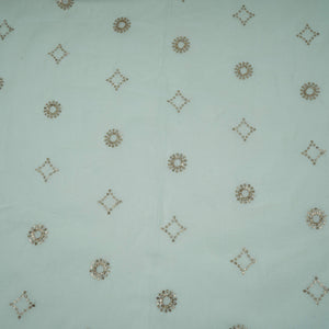 White Dyeable Sequins Embroidery Malai Chanderi Fabric VF-32325 - TradeUNO