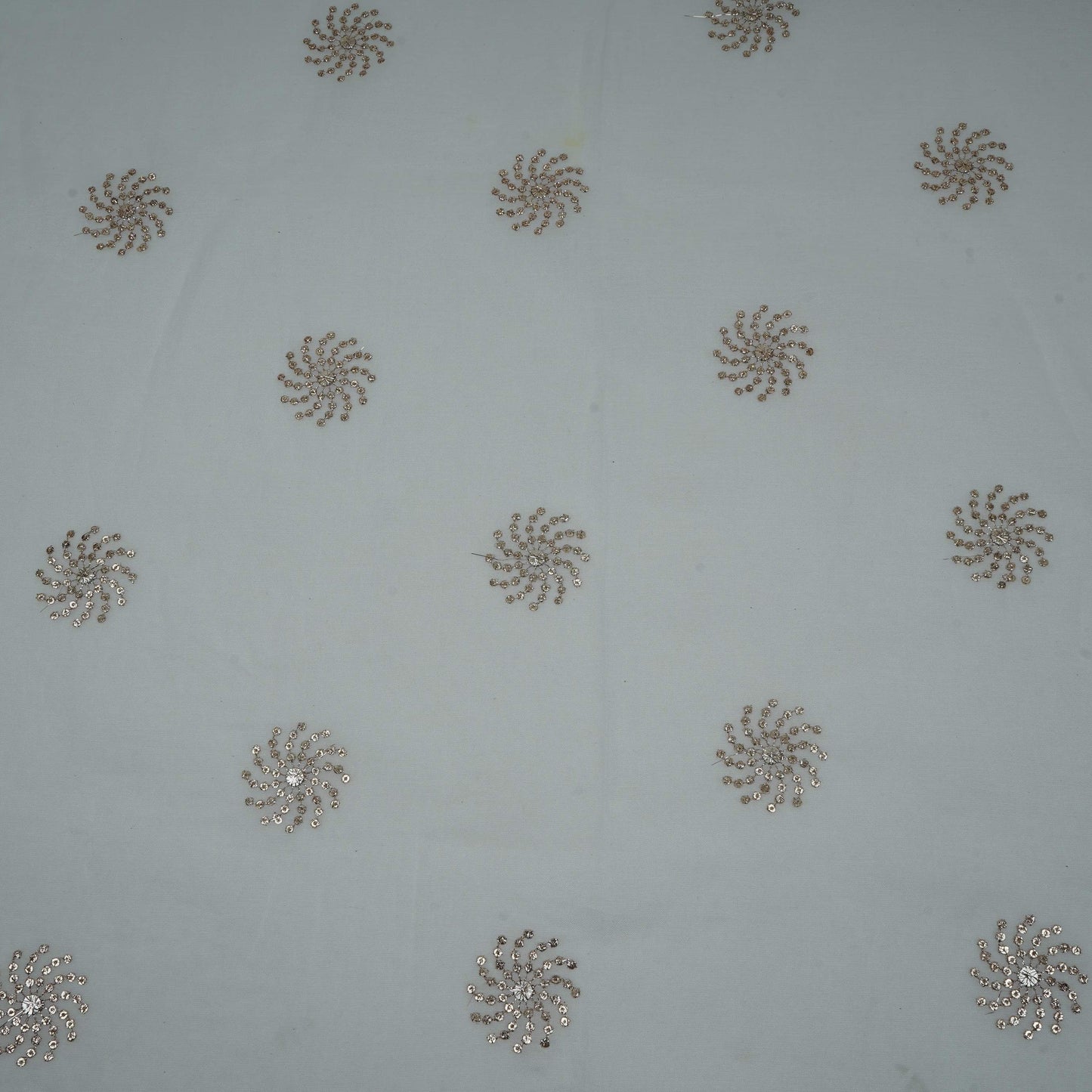 White Sequins embroidery Chinon Fabric VF-32279