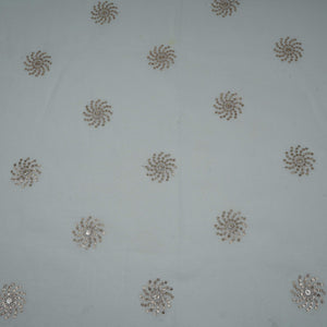 White Sequins embroidery Chinon Fabric VF-32279 - TradeUNO