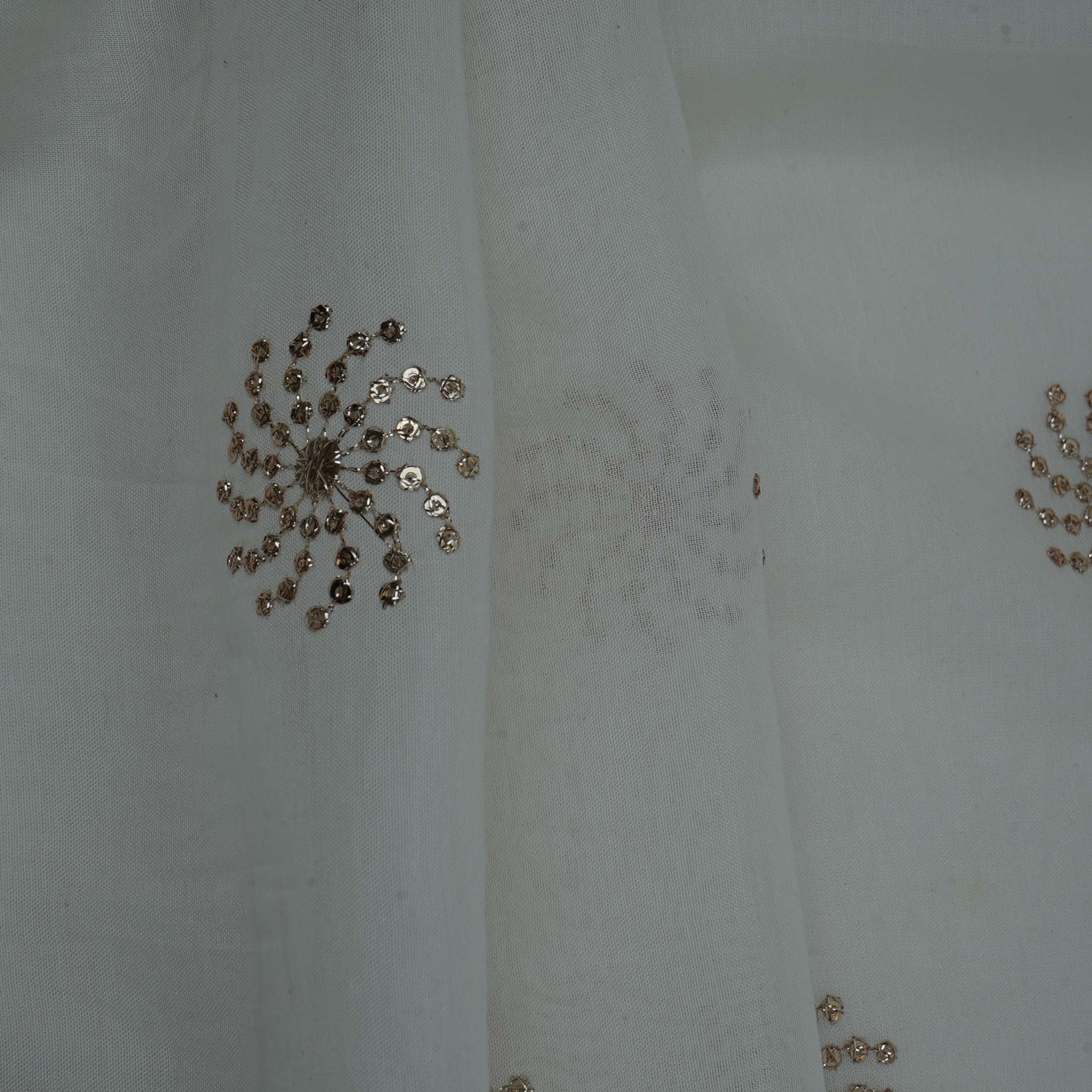 White Sequins embroidery Chinon Fabric VF-32279 - TradeUNO
