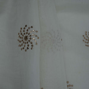 White Sequins embroidery Chinon Fabric VF-32279 - TradeUNO