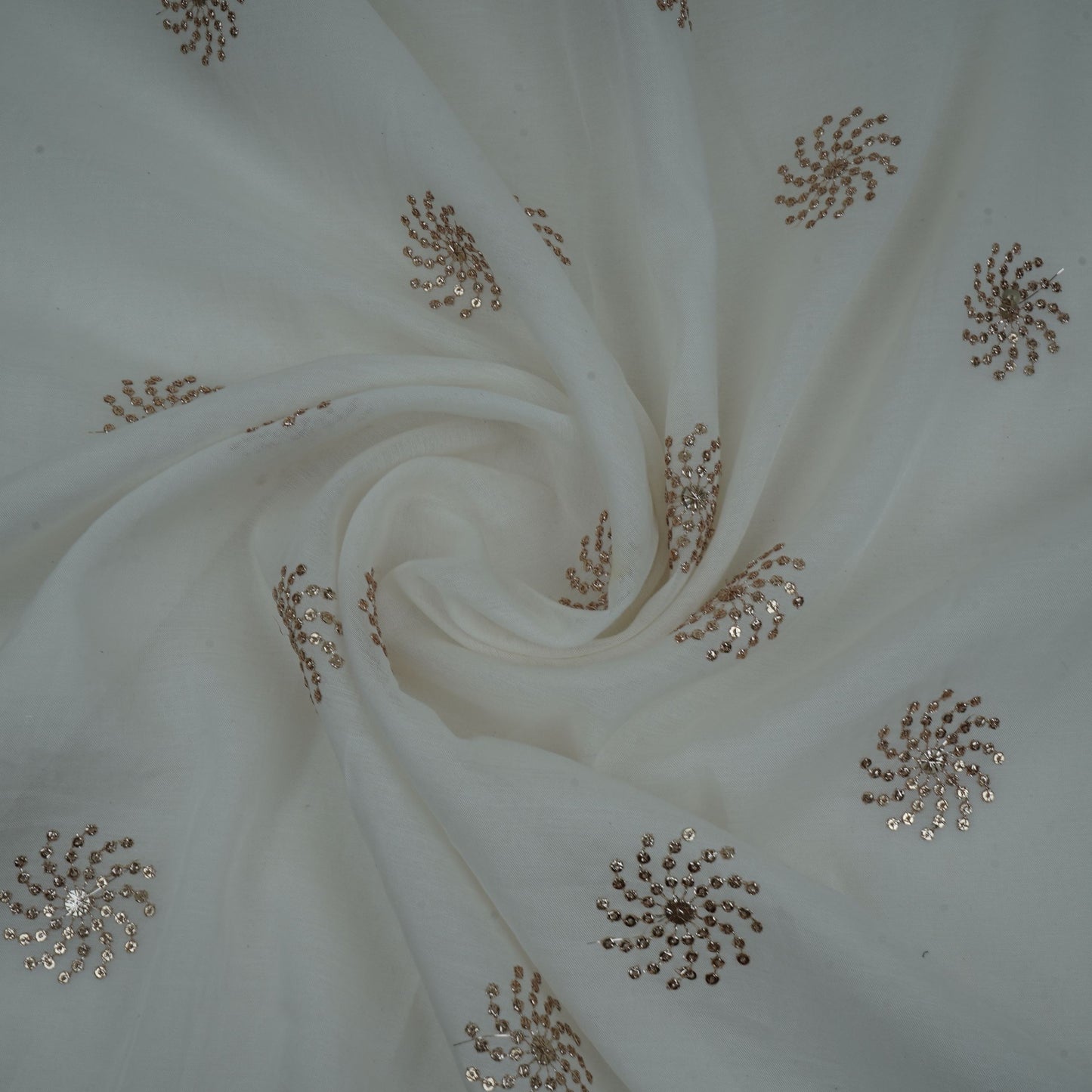 White Sequins embroidery Chinon Fabric VF-32279
